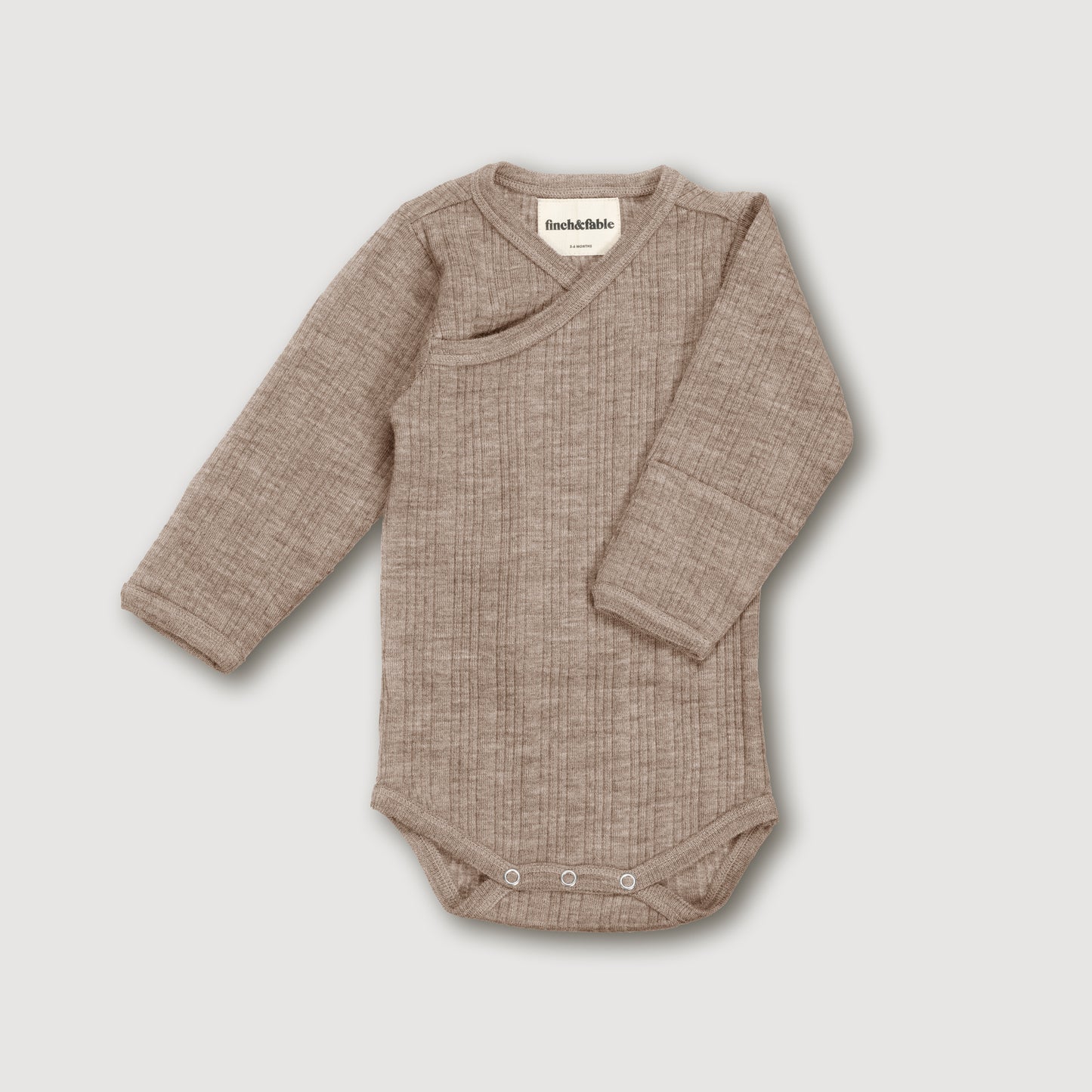 Wool Rib Long Sleeve Bodysuit, Sand