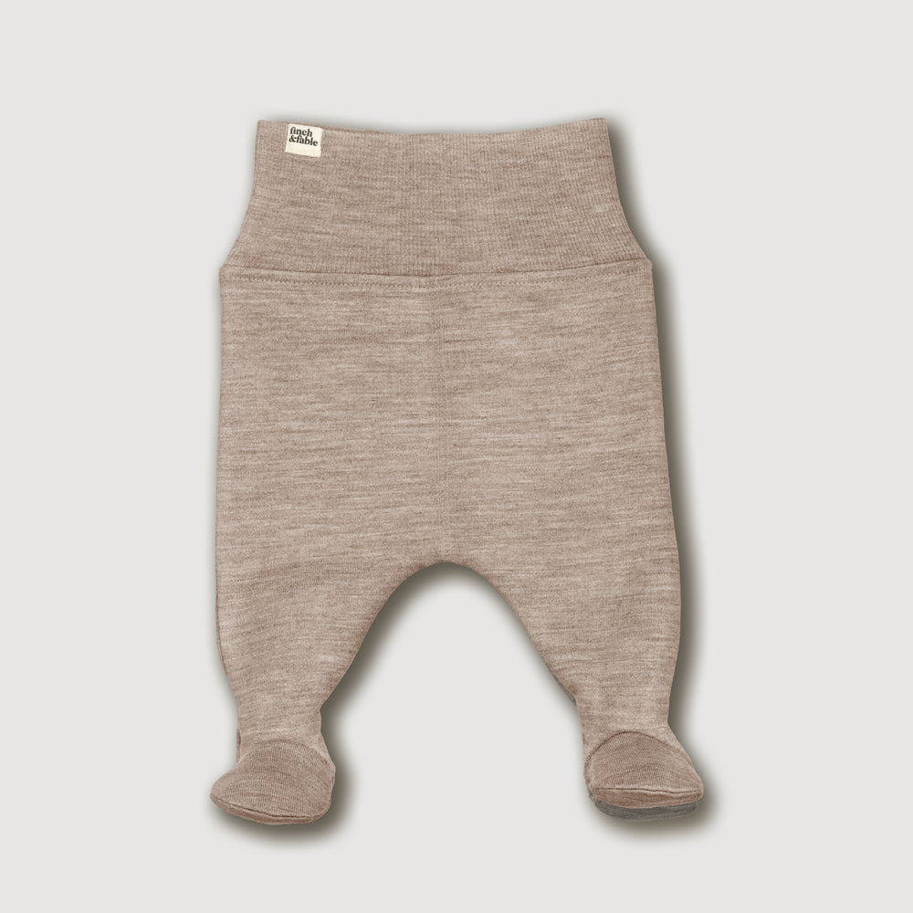 Wool Fleece Footed Pants, Sand