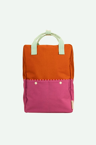 Large Backpack, Gravel Orange + Rosette Pink