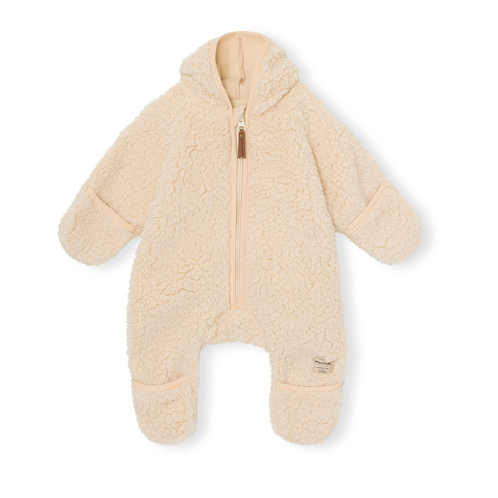 Adel Teddy Fleece Romper, Angora Cream